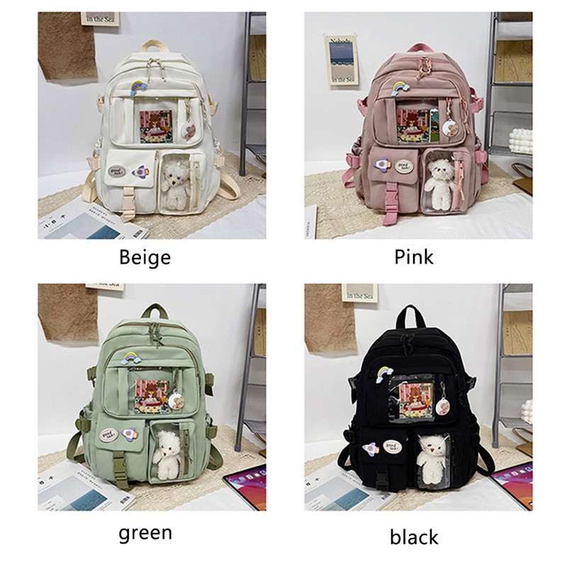Kawaii Backpack Large Capacity Cute Bear Accessories Backpack for School