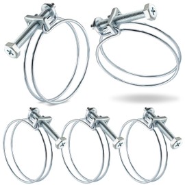 Poppstar Pack of 5 Double Wire Hose Clamps W1 Galvanised Steel Wire Clamps Clamping Range Diameter 50-55 mm Wire Diameter 2 mm