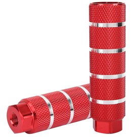 BMX Bicycle Pegs, Aluminium Alloy Rear Foot Pedal Foot Peg Axle Extension Pedal Universal Stunt Peg Axle Foot Pegs Stunt Pedal Bicycle Accessories for Mountain Bike Road Bike Children Adults Red