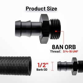 EVIL ENERGY 8AN ORB Male to 1/2" Barb Straight Fitting Adapter