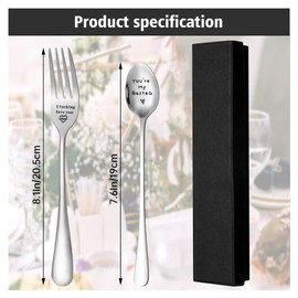 I Forking Love You Letter Engraved Fork and Spoon Set Funny Stainless Steel Dinner Forks and You're My Bestea Spoon Unique with Box Valentine's Gifts Festival Gift,Party Accessories (2pcs, Silver)