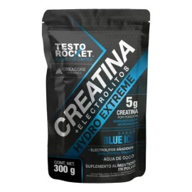 Creatina Monohidratada con Electrolitos | 100% Alta Pureza Micronizada | Hidratacion Rendimiento Muscular | Magnesio, Vitamina B12, C, D | Pre Entreno Suplemento | Testo Rocket Blue Ice | 30 Porciones