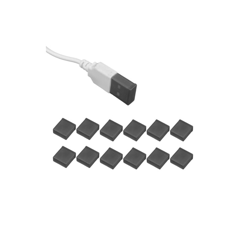 Mikankawa USB-A Connector Cap Protective Cover, 12 Piece Set, Black,