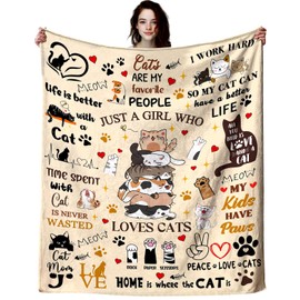 INTEKLY Cat Gifts Blanket Cute Kitten Pet Throw Blanket for Cat Owners Cat Lovers Adults Women Girls for Christmas Thanksigiving Gifts 50"X40"