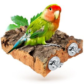 Bird Perch Stand made from Cork Bark For perching, nibbling and gnawing. Cork perch stand for budgerigars, canaries, parrots & other birds and also rodents (15 x 15cm) by Kork-Deko