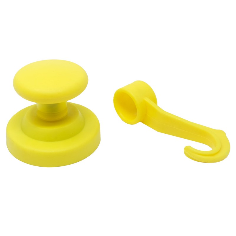 FIRST4MAGNETS Yellow Rubber Coated Neodymium Magnet with Swivel Hook for
