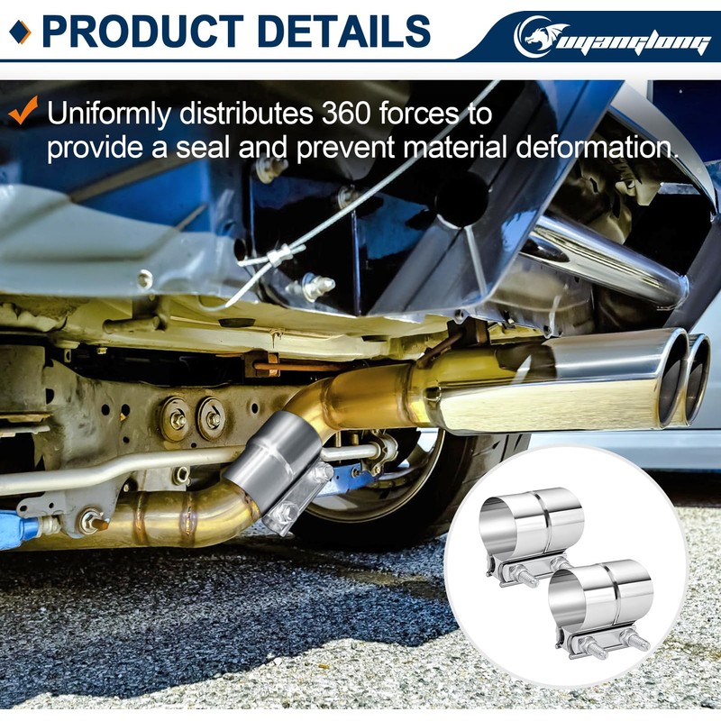 2.25 Inch Exhaust Clamp, 2 1/4'' Lap Joint Band Clamp