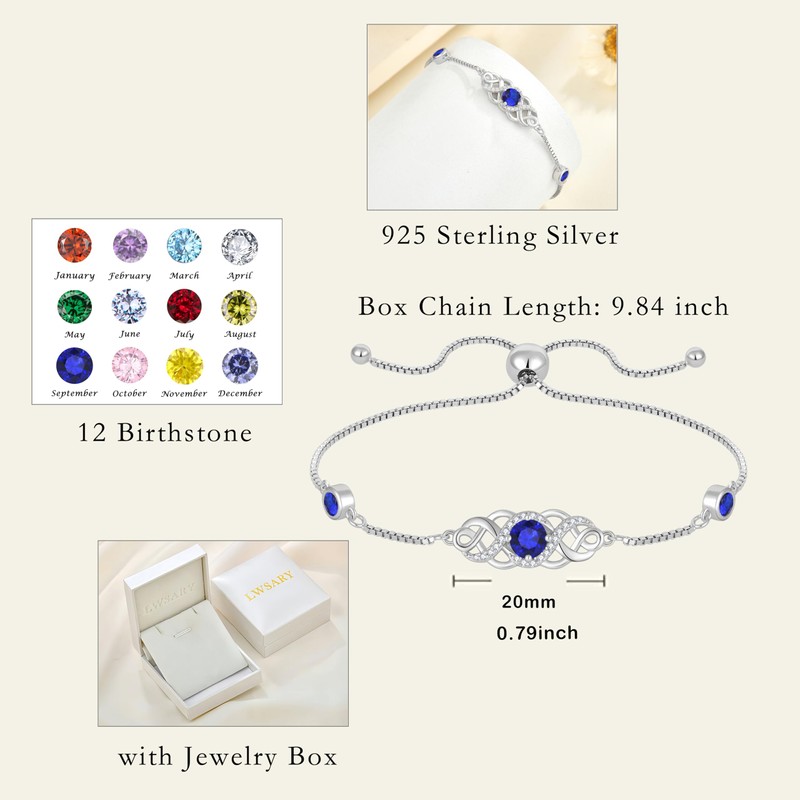 Lwsary Infinity Celtic Knot Bracelet 925 Sterling Silver Irish Bracelet