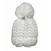 Baby White Girls Crochet Knitted Bow Bobble Hat - Fully