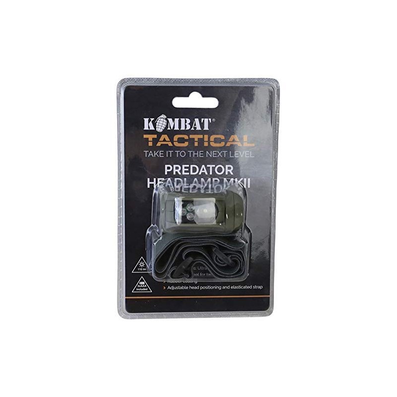 Army Tactical Military LED Headlamp Torch Red Filter Elasticated Olive