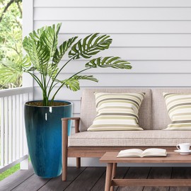 Goldshire 2 Packs 21 inch Tall Planter, Indoor Outdoor Round Planter for Porch, Large Plant Pot with Drainage Hole for Home Garden Front Door, Modern Decorative Pots for Plants (Blue)