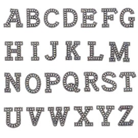 OTOTEC 26PCS Alphabet Patches A-Z Letters Rhinestone Appliques Sew On Iron On Embellishments for Clothes Hats Bags DIY Repairing Decoration Accessories
