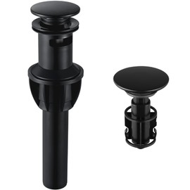 Bathroom Sink Drain, Pop Up Drain Stopper with Overflow, Lavatory Vanity Vessel Sink Drain Assembly, Matte Black