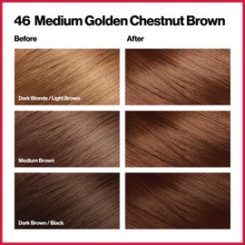 Revlon Colorsilk Beautiful Color, Permanent Hair Dye with Keratin, 100% Gray Coverage, Ammonia Free, 46 Medium Golden Chestnut Brown, 0.41 Pound