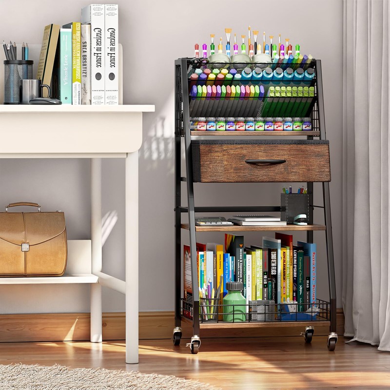 Housolution 3 Tier Rolling Cart with Drawer, Utility Cart with