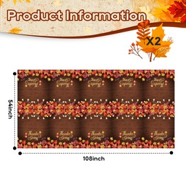 Zharkoo Thanksgiving Table Cover, 2Pack Thanksgiving Tablecloths 54 x 108 in, Maple Leaves Plastic Disposable Table Cloth, Fall Harvest Autumn Leaves Party Tables Decorations