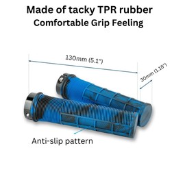 Mountain Bike Grips - Comfortable, Non-Slip, Vibrant Color Bicycle Handlebar Lock-on Grips for MTB, BMX, Options (Deep Sea Blue)