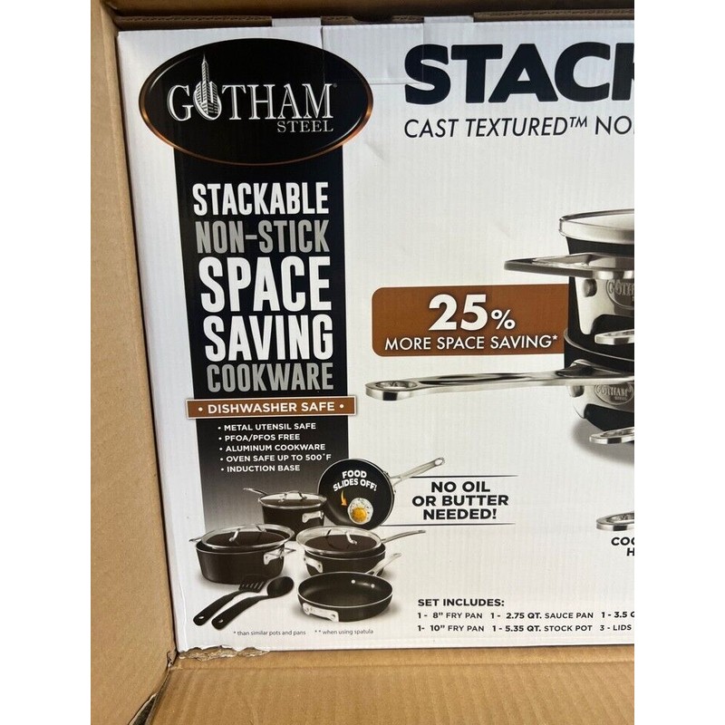 Gotham Steel STACKMASTER Pots Non-Stick 10 Piece Cookware Set