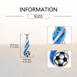 JBAERD Soccer Ball Necklace Sterling Silver Soccer Necklace Sports Pendant Jewelry Gift for Women Sport Fans
