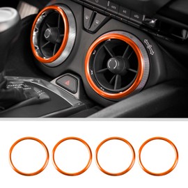 JWWY for Camaro Air Conditioning Vent Air Vent Ventilation Outlet Protection Ring Cover Trim for 2017-2025+ Chevy Camaro Interior Accessories Aluminum Alloy Orange