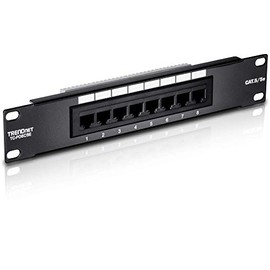 TRENDnet 8 Port Cat5/5e Unshielded Patch Panel,TC-P08C5E, Wallmount or Rackmount, 10 Inch Wide, 8 x Gigabit RJ-45 Ethernet Ports, 100 Mhz Connection, Color Coded Labeling,110 IDC Terminal Blocks,black