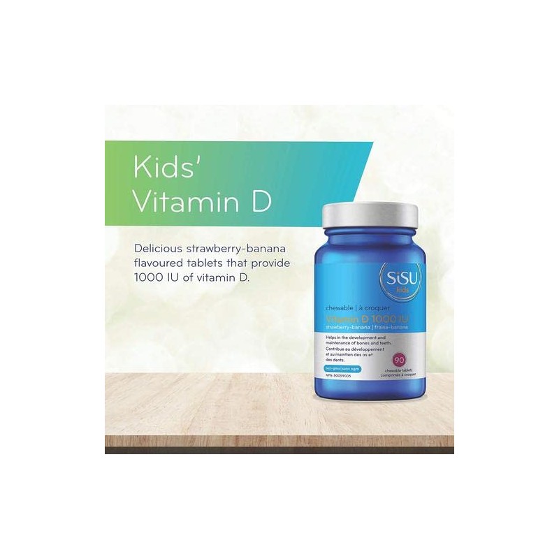 SISU Kids Vitamin D3 1,000 IU,Strawberry Banana