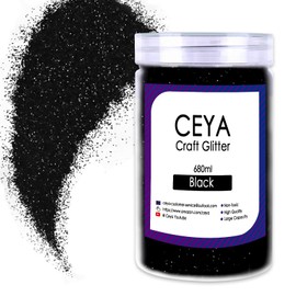 Ceya Ultra Fine Glitter Powder, 1.1LB/ 17.63OZ Black Glitter 1/128” 0.008” 0.2mm Craft Bulk Glitter for Slime Resin Tumbler Jewelry Nails Art Painting Makeup Wedding Festival Decoration