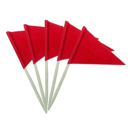 GentleGirl 100 Pcs Solid Blank Toothpick Flags Small Mini Plain Cupcake Toppers Stick Color Triangle Flags DIY Marking Decorations(Red)