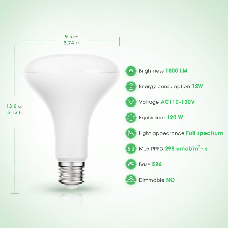 Briignite LED Grow Light Bulb, BR30 Grow Light Bulbs, Full