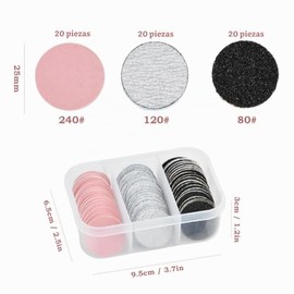 Nivofu 60 Discos de Lija para Taladro de U?as, 80/120/240# Grit Broca Metal