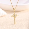 Eesphy Cross Heart Necklace, 18K Gold Plated Crystal Pendant for
