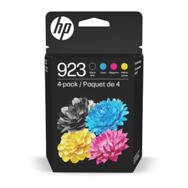 HP 923 Black, Cyan, Magenta, Yellow Ink Cartridges (4-Pack) | Works with Printer Series: OfficeJet 8120, OfficeJet Pro 8130 | Eligible for Instant Ink | 6C3Y6LN