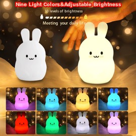 WHA&DARREN Large Rabbit Night Light,Night Light Kids,Baby Night Light,Night lamp for Bedroom,LED Night Light,Kids lamp,Girls Night Light,Colour Changing lamp,Nursery Light,Kids Gift