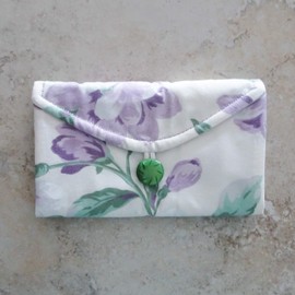 Travel Jewelry Organizer - Purple Floral Fabric Jewelry Case - Clear Pocket Travel Jewelry Wallet - Travel Gift