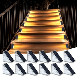 XILLUMI CORE Solar Step Lights for Outside Waterproof IP67, Outdoor Stair Lights 12 Pack, Solar Stair Lights Outdoor LED Outdoor Step Lights Decor for Stair, Deck, Front Step, Patio, Garden Step