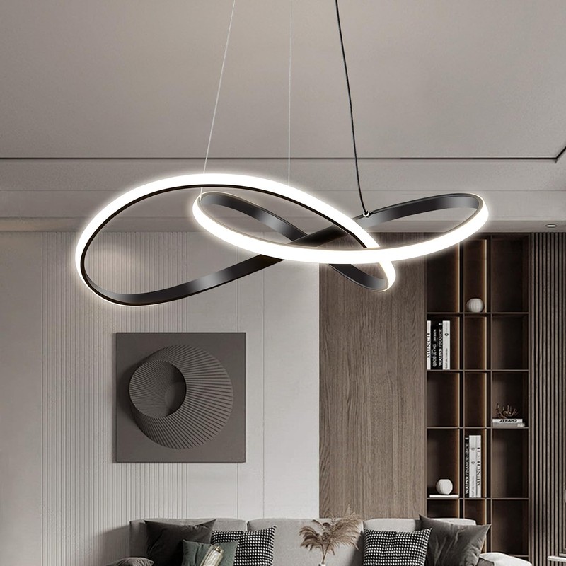 Viruhaka Modern LED Pendant Light Fixture,Black Contemporary Ceiling Hanging Fixture