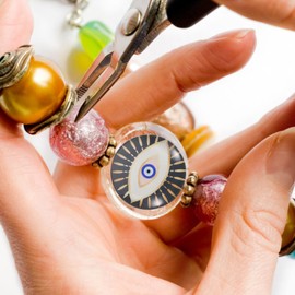 SEWACC 10Pcs Evil Eye Glass Cabochons Evil Eye Cabochons Patch Luminous Half Round Flat Back Dome Cabochons for DIY Craft Jewelry Making