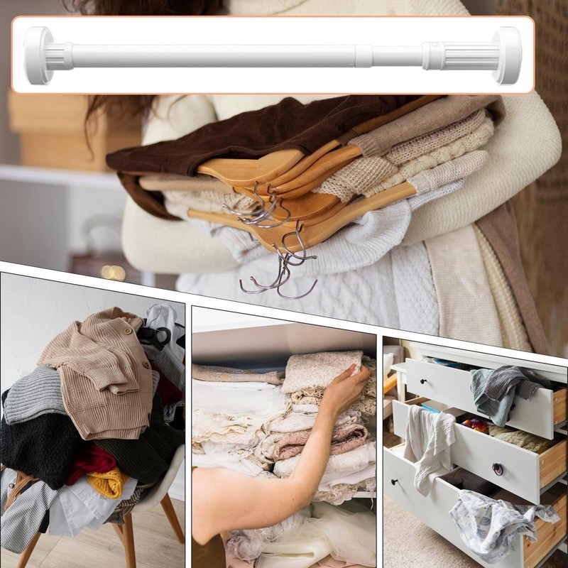 Heavy Duty Closet Rod,Stainless Steel Telescopic Shower Rods for Bathroom