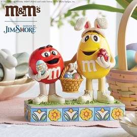 Enesco M&M's by Jim Shore Red and Yellow Characters with Easter Eggs Figurine, 6.22 Inch, Multicolor