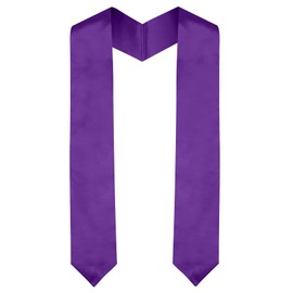 2025 Graduation Stole - Plain Purple Sash, Class of 2025 Shawl, Classic End With Trim Unisex Adult 70" Stoles for Academic Commencements