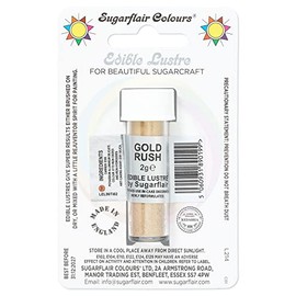 Sugarflair Gold Rush Edible Lustre Dust (E171 Free), Add a Lustrous Shine to Cakes or Decorations. Brush On or Add Rejuvenator to Create Eye-Catching Edible Paint- 2g