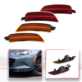 MODIPIM Amber Front & Red Rear LED Side Marker Parking Lights For Mazda Miata MX-5 2016-2023 4PCS Sidemarker Lamps