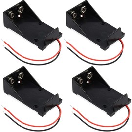 AIMPGSTL 4Pcs 9V Battery Holder Box with 2X Spring Clip DIY Plastic Cell Batteries Container
