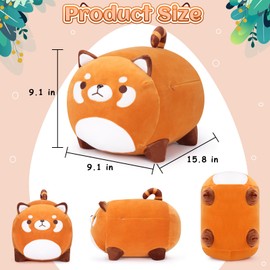 15.7 inch Red Panda Plush Toy Stuffed Animal Pillow Panda Plush Pillow Cuddle Pillow Cute Plush Red Panda Stuffed Red Panda Soft Chubby Cushion Toys Christmas Birthday New Year Gift for Boys Girls