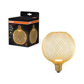 Osram DECOR LED flat lamp in metal housing made of frosted plastic in gold with 125 mm in warm white (2700 K), 3.5 W / 300 lm and E27 socket, is non-dimmable and offers elegant lighting.