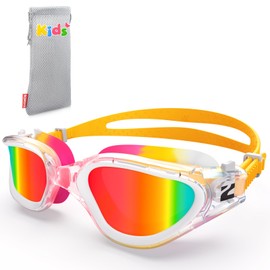 ZIONOR G1MINI Children's Swimming Goggles Ultra Polarised Comfortable Swimming Goggles Anti Fog UV Protection Swimming Goggles for Girls and Boys (Years 3-14) (Mixed White/Orange/Purple-Red-O)