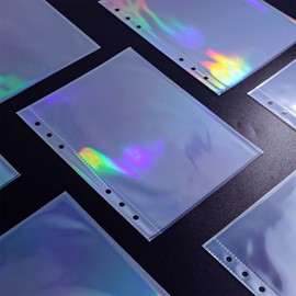 A5 Photocard Sleeves 20pcs Sheet Protectors 5.2'' x 7.5'' 1 Pocket Picture Card Insets Laser Clear PP Photo Album Refill Pages for 6 Ring Binder (Laser, A5-1Pocket)