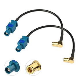 Eightwood DAB Radio Cable Fakra to SMB Adapter Cable Fakra Z Male to SMB Female Adapter Cable 15 cm RG174 Pack of 2 for DAB Radio Stereo Tuner