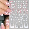 6 Sheets Heart Love Nail Art Stickers Glitter Shiny Love