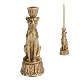 Candle Stick Holder Table Decor - Leopard Resin Modern Golden Candlestick Holder Coffee Table Decor Gold Candle Stand for Living Room 3.25 x 3.25 x 9.25 Inch Guichifun